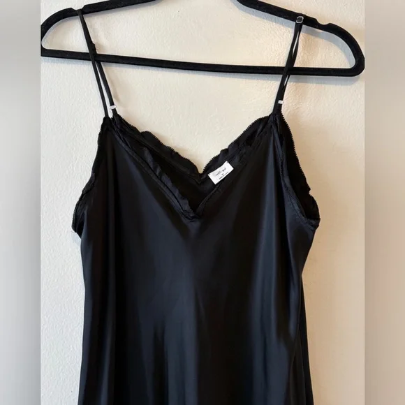 Aritzia Wilfred Only Slip Maxi Maxi Dress Size Medium Black Satin Bias Cut - Picture 5 of 11